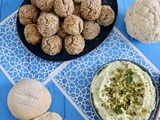 Boulettes au chou-fleur et pois chiches, crème feta et pistache et mini-faluches (Une légumineuse, trois recettes)