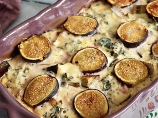 ￼Gratin figues et aubergines au bleu