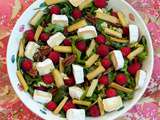 Salade de rhubarbe rôtie à la roquette et aux framboises (La rhubarbe côté salé #4)