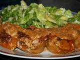 Escargots farcis (pates) façon lasagnes et salade verte