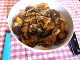 Poêlé de champignons, pommes de terre et nœuds de yuba