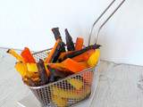 Frites de carottes multicolores au cumin (cuite au four) (Multicolored carrots French fries with cumin (oven baked)