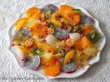 Salade de fruits exotiques au sucre pétillant et au Cointreau (Salad of exotic fruits with sparkling sugar and Cointreau)