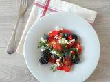 Salade de tomates cerise, mûres, myrtilles et feta (cherry tomatoes, blackberries, blueberries and feta salad)
