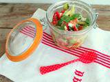 Salade fraises - avocats - chèvre frais (Fresh goat cheese, strawberries and avocado salad)