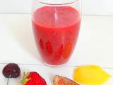 Smoothie cerise, fraises, figues et mangues (Cherry, strawberries, figs and mango smoothie)