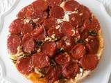 Tatin de tomates Romanella semi confites au chèvre, origan et thym doux (Romanella Tomato tatin semi candied goat, oregano and sweet thyme)