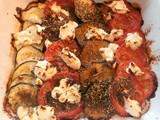 Tian de courgettes, aubergines, tomates et chèvre frais (Tian of zucchini, eggplant, tomatoes and goat cheese)