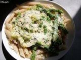 Penne aux légumes verts, basilic, parmesan et zeste de citron