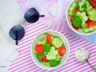 Salade de concombre aux fraises (vegan)
