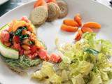 Salade d’Eté Tomate Basilic Fruitée et Ses Mini Blinis Sans Gluten