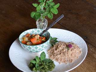 Sauce originale aux plantes porte bonheur à déguster avec du couscous