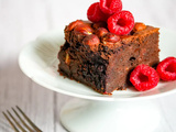 Brownie fondant chocolat et framboises (sans beurre)