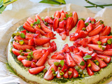 Cheesecake aux fraises et thé matcha (sans cuisson et sans gluten)