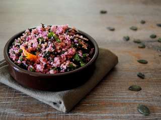 Taboulé rosé au chou kale et betteraves lactofermentées – Vegan, sans gluten