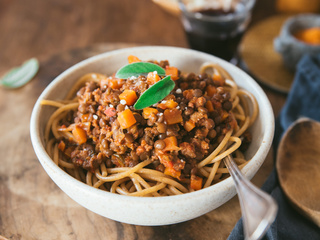 Bolognaise végétarienne aux lentilles et champignons
