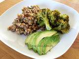Quinoa aux petits légumes, brocolis vapeur et avocat #vegan