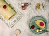 Bûche de Noël au thé matcha, framboises & chocolat blanc