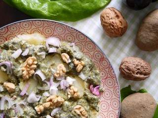 Celle qui faisait…une salade de pommes de terre à la crème d’oseille {végétalien}